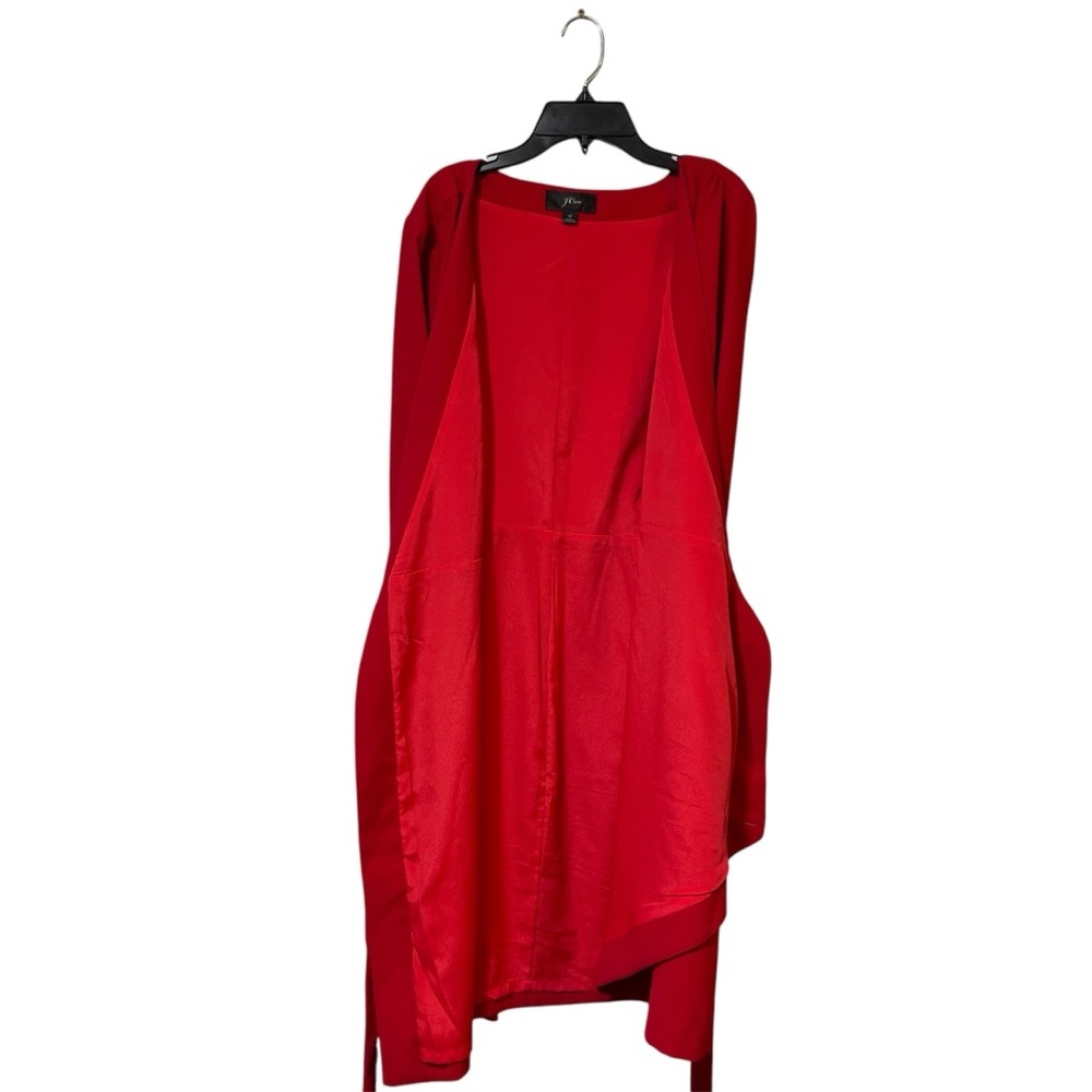 J. Crew size 12 crepe wrap Belted short dress red 3/4 sleeve Holidays  Lined - Picture 5 of 13